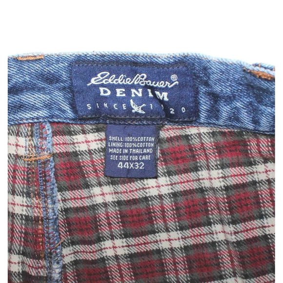 Eddie Bauer Flannel Lined Blue Denim Cotton Jeans Outdoors Mens Size 42 x 31 - Picture 9 of 9